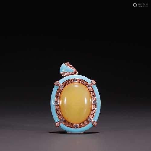 Silver colored enamel inlay beeswax pendantSpecification: hi...