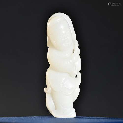 CHINESE HETIAN JADE FIGURE OF BOY