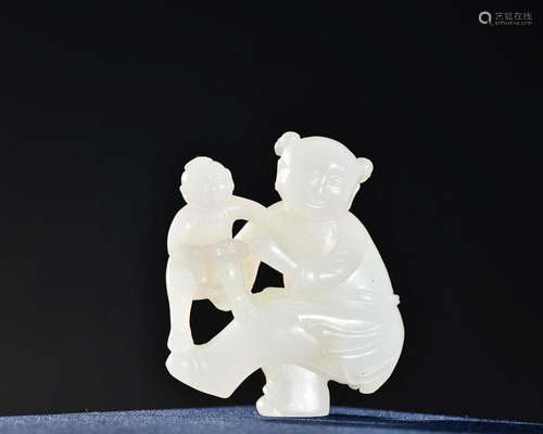 CHINESE HETIAN JADE FIGURE OF BOY