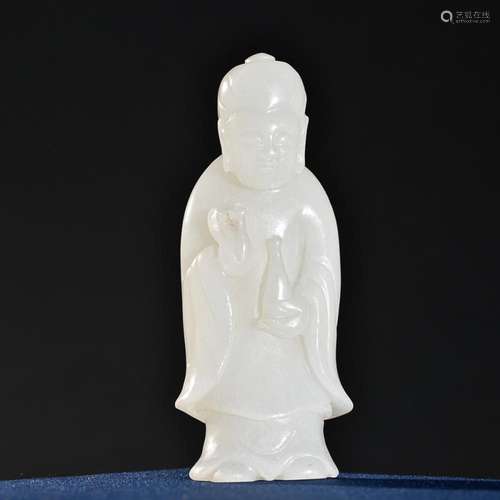 CHINESE HETIAN JADE FIGURE OF GUANYIN