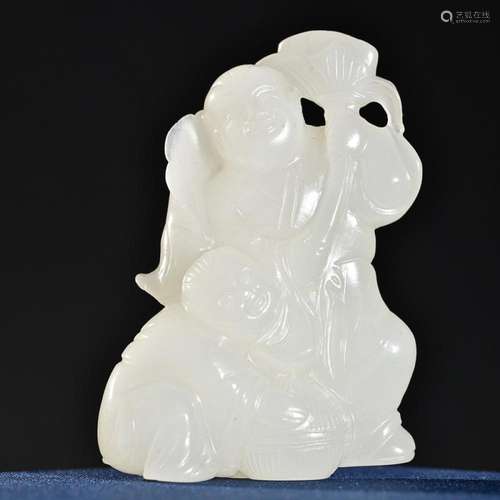 CHINESE HETIAN JADE FIGURE OF HE HE IMMORTALS