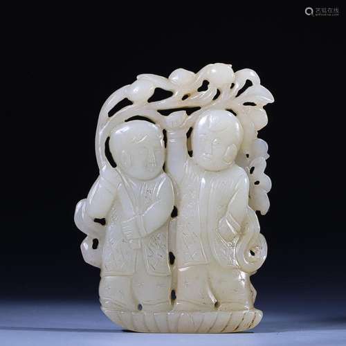 CHINESE HETIAN JADE FIGURE OF BOY