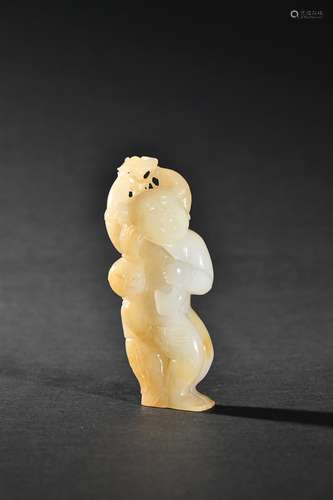 CHINESE HETIAN JADE FIGURE OF BOY