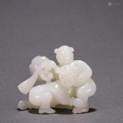 CHINESE HETIAN JADE FIGURE OF BOY