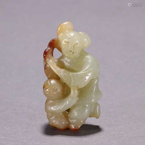 CHINESE HETIAN JADE FIGURE OF BOY