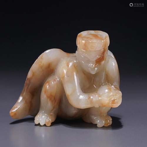 CHINESE HETIAN JADE FIGURE OF GARUDA