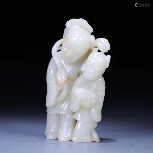 CHINESE HETIAN JADE FIGURE OF HE HE IMMORTALS