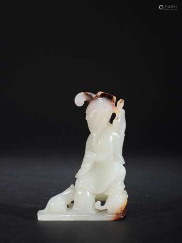 CHINESE HETIAN JADE FIGURE OF WENGUAN