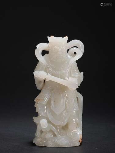 CHINESE HETIAN JADE FIGURE OF WU CAISHEN