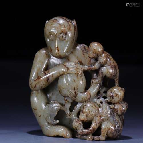 CHINESE HETIAN JADE MONKEY