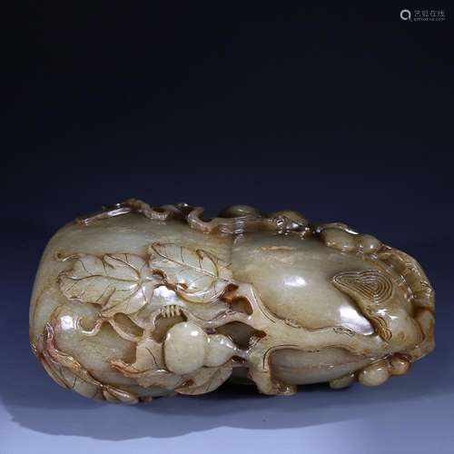 CHINESE HETIAN JADE DOUBLE-GOURD-FORM COVERED BOX