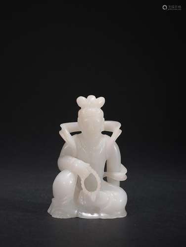 CHINESE HETIAN WHITE JADE FIGRUE OF GUANYIN