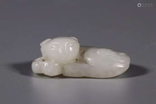 Hetian jade put a catSize: 3.9 cm wide and 2.1 cm high 1.3 c...