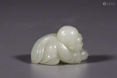 Hetian jade the boy to piecesSize: 3.8 cm wide and 2.2 cm hi...