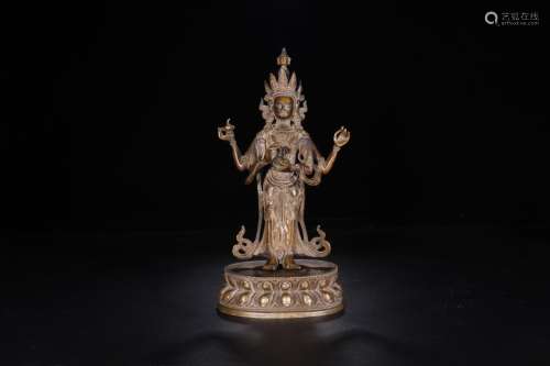 Guan Yin: copper foetus four armsSize: 26.5 cm wide and 12.8...
