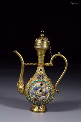 Burn blue dragon grain ewer: copper and gold treasureSize: l...