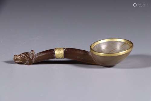 Before: agate beast spoon handle plated with goldLong and 12...