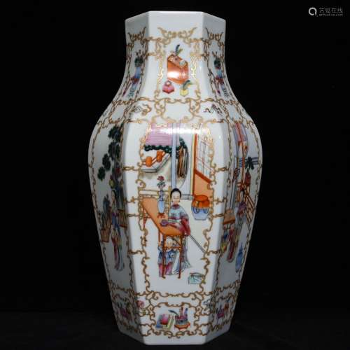 The powder enamel paint ladies belt figure vaseSize 19 cm hi...
