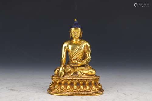 : copper and gold Buddha statueLong and 7.3 cm wide and 5.2 ...