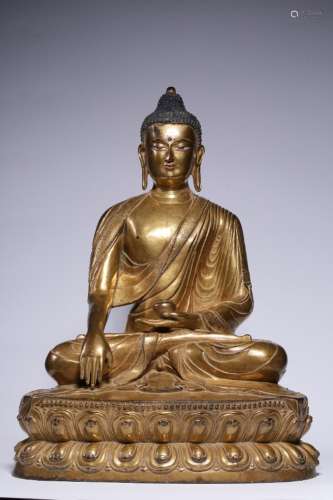 , copper Buddha statue37.5 cm high and 28 cm long, 19.5 cm w...
