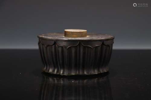 : rosewood carving melon ribbed tin-coat caddyDiameter of 15...