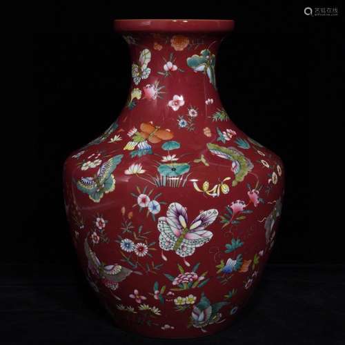 Carmine flowers butterfly tattoo pot-bellied bottle, high 27...