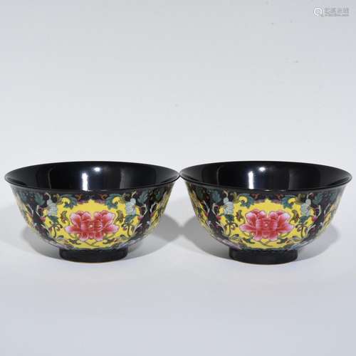 Sharply glaze pastel flowers green-splashed bowls,7.2 x 15 c...