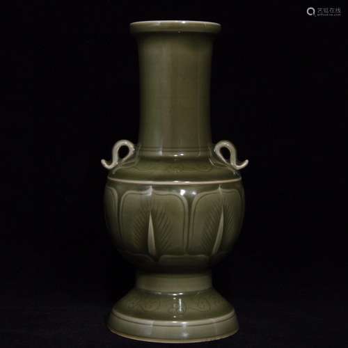 Longquan celadon hand-cut double bottle x10.5 20.3 cm