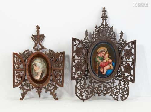 Two porcelain framed plaques, late 19th/early 20th century