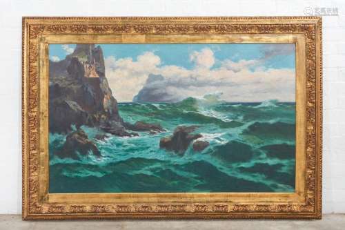 John Califano (American, 1862/64-1948), Waves crashing on ro...