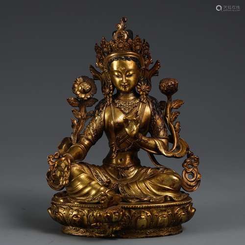 Copper, gold lotus hand guanyinSize, high 14.5 wide 10 8 cm ...