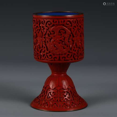 , carved lacquerware dragon cupSize, 15.8 9.7 cm in diameter...