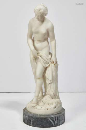 A Continental white marble model of bathing Venus, 20th cent...