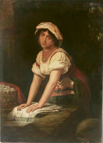 Italian School (19th century), The laundress, oil on canvas,...