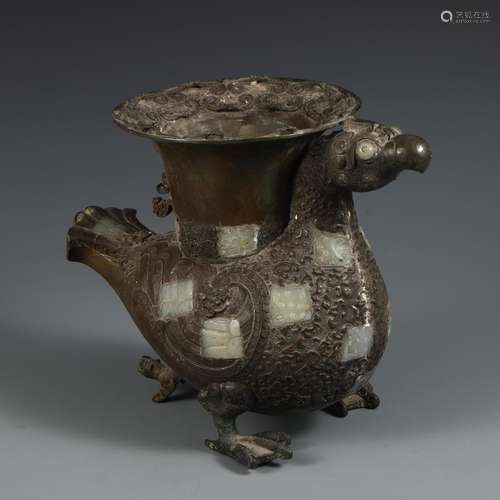 , and embedded jade animals with potSize, high 25 long and 3...