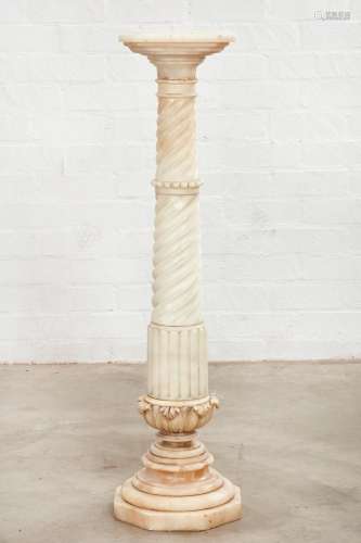 A Neoclassical style sprially stop fluted pedestal, 20th cen...