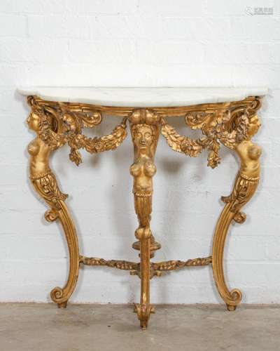 An Italian Rococo style giltwood console table, late 19th ce...