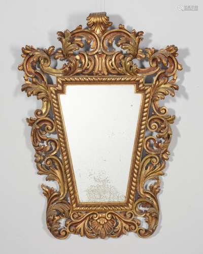 A Continental Baroque style giltwood mirror, 20th century