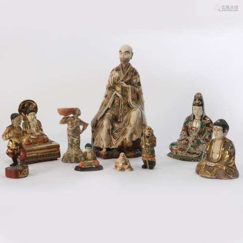 Nine Japanese porcelain figures
