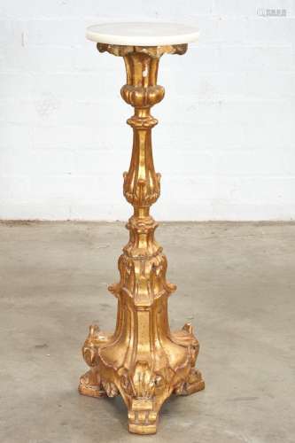 An Italian Baroque style giltwood pedestal, 19th century