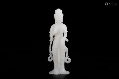 Hetian jade guanyin stands resembleSize: 8 x 4.5 * 21 cm wei...