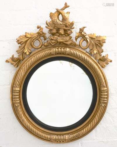 A Regency style giltwood convex mirror, late 19th century