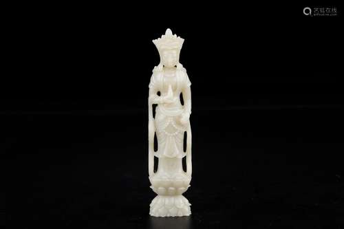 , hotan Bai Yubao guanyin stands resemble and crownSize: 3.5...