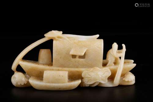 , hotan jade ship furnishing articlesSize: 24 x 10 x 11 cm w...