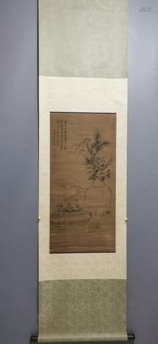 Gao Shiqi, silk scroll vertical shaft, size 35-73.5