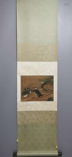 Wang Reshui, silk scroll vertical shaft, size 33.5-26