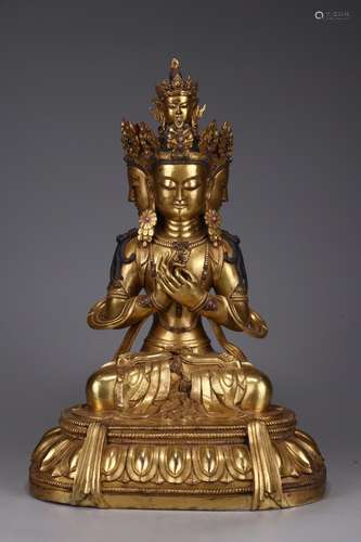 : copper and gold Buddha cave all around51 cm long and 35.5 ...