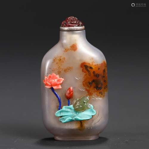 , agate snuff flowers poetrySize, high 5 wide 2.5 1.2 cm thi...