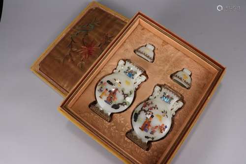 : stories of hetian jade treasure plated with gold capping a...