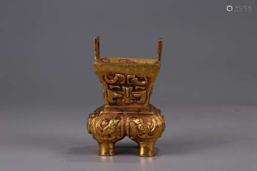 Wen jia: copper and gold divine bird12 cm long 7 cm wide and...